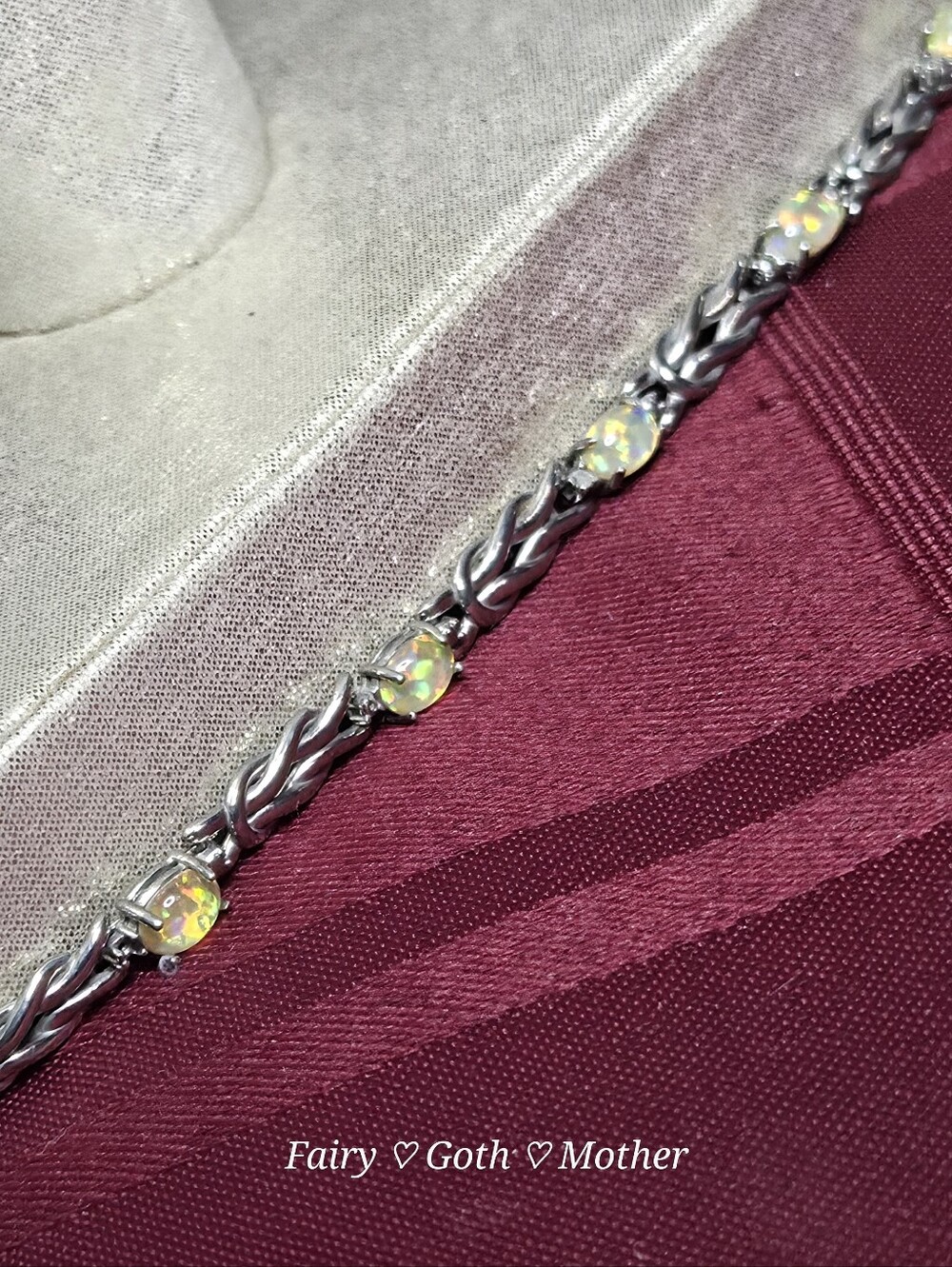 Vintage Magic! Helzberg Diamonds Fancy Designer Opal & Sterling Bracelet - Picture 4 of 17